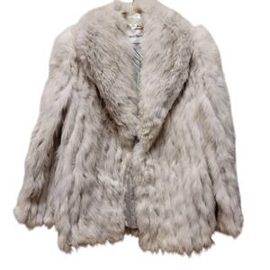 Maison Blanche VINTAGE white Coat Jacket Women's Size Medium Lined Wide collar